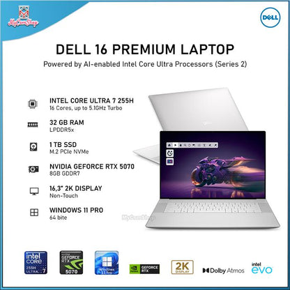 DELL 16 PREMIUM LAPTOP DA16250 ULTRA 7 255H 32GB RAM 1TB SSD RTX 5070 8GB 16,3" 2K