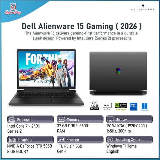 DELL ALIENWARE 15 2026 INTEL CORE 7-240H 32GB RAM 1TB SSD RTX 5050 8GB 15,3" WUXGA 165HZ