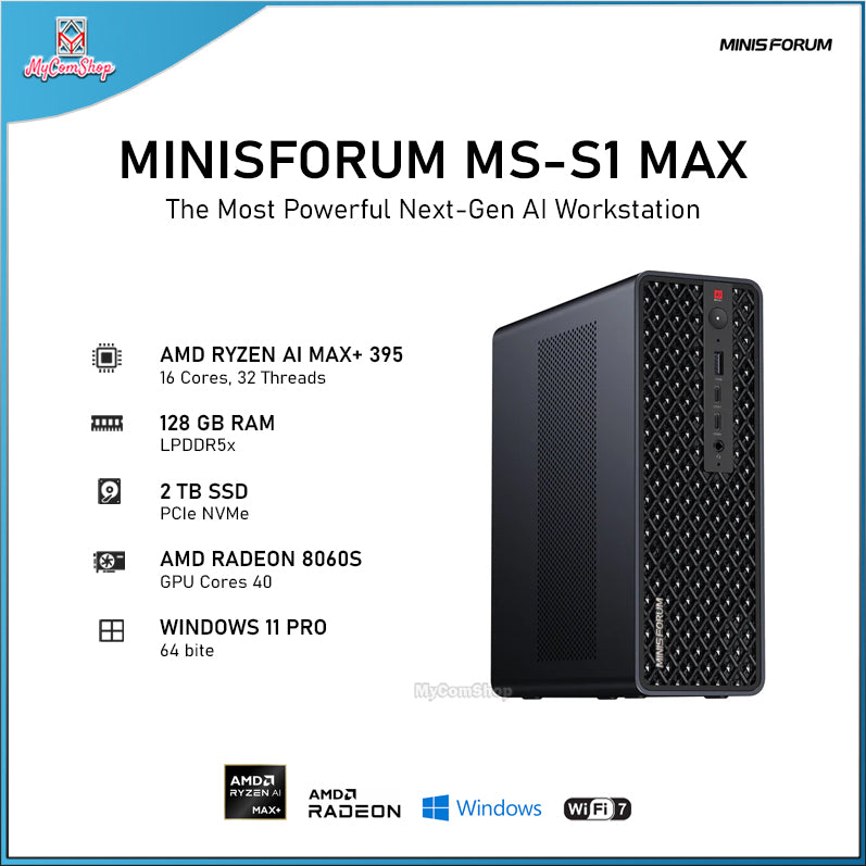 MINISFORUM SM-S1 MAX MINI PC RYZEN AI MAX+ 395 128GB RAM 2TB SSD AMD RADEON WIN 11 PRO