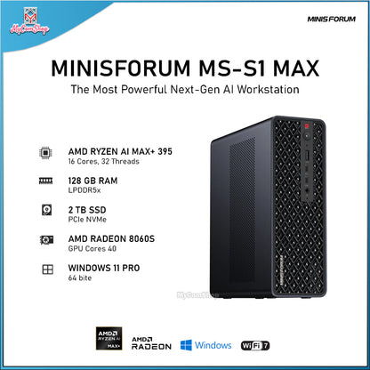 MINISFORUM SM-S1 MAX MINI PC RYZEN AI MAX+ 395 128GB RAM 2TB SSD AMD RADEON WIN 11 PRO