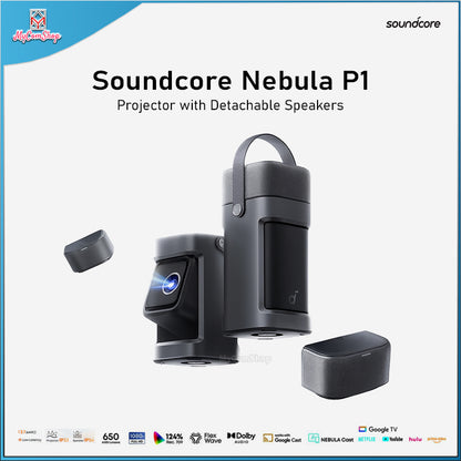 SOUNDCORE NEBULA P1 PROJECTOR WITH DETACHABLE SPEAKERS FULL HD 1080P 650 ANSI DOLBY AUDIO