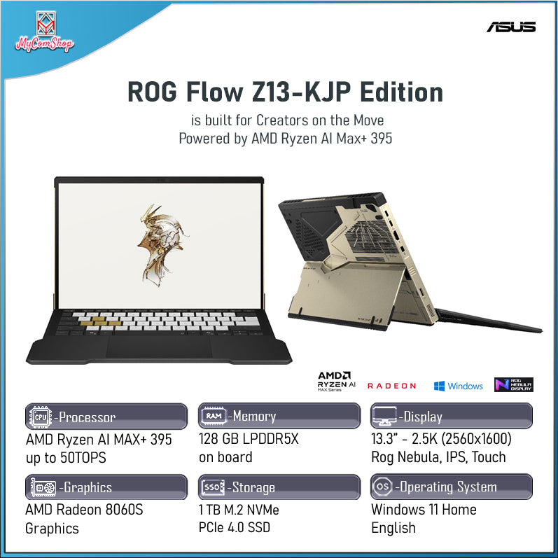 ASUS FLOW Z13-KJP EDITION 128GB RAM 1TB SSD AMD RADEON 8060S 13-INCH ROG NEBULA TOUCH