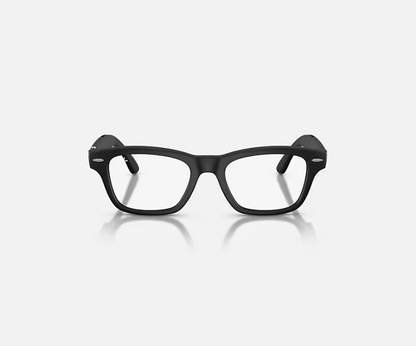 RAY-BAN META AUDIO BURBANK MATTE SOLID BLACK CLEAR BLUE-VIOLET LENS