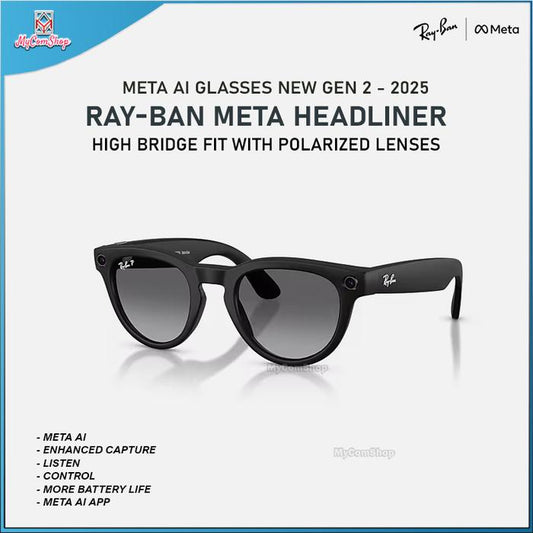 RAY-BAN META HEADLINER AI SUNGLASSES GEN 2 POLARIZED LENSES GRAPHITE WITH FRAME MATTE BLACK