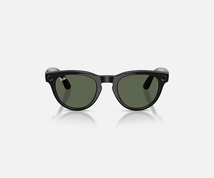 RAY-BAN META LOW BRIDGE FIT HEADLINER AI SUNGLASSES GEN 2 STANDARD SHINY BLACK WITH G-15 GREEN SOLID LENSES