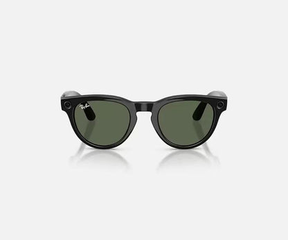 RAY-BAN META LOW BRIDGE FIT HEADLINER AI SUNGLASSES GEN 2 STANDARD SHINY BLACK WITH G-15 GREEN SOLID LENSES