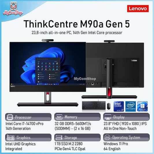 LENOVO THINKCENTRE M90A GEN 5 PC AIO I7-14700 32GB RAM 1TB SSD INTEL GRAPHICS WIN 11 PRO NON TOUCH