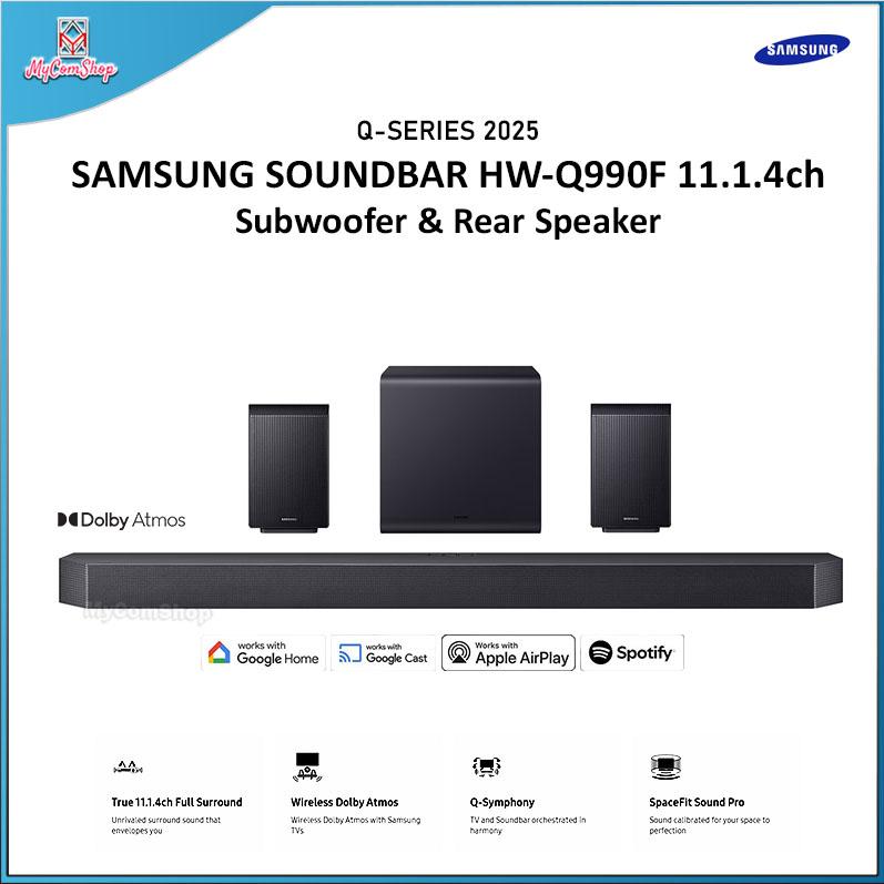 SAMSUNG SOUNDBAR HW-Q990F 11.1.4CH MAIN SOUNDBAR DUAL ACTIVE SUBOOFERS WIRELESS REAR SPEAKERS