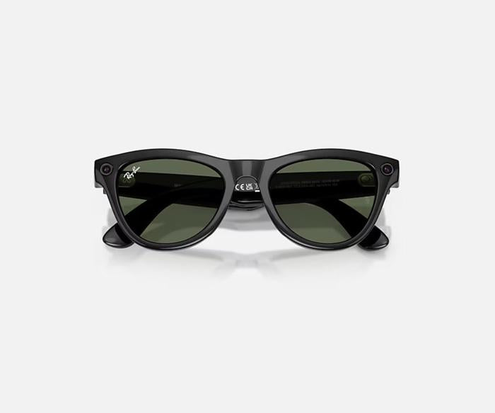 RAY-BAN META SKYLER AI SUNGLASSES GEN 2 STANDARD LENSES HIGH BRIDGE FIT WITH SHINY BLACK G-15 GREEN LENSES
