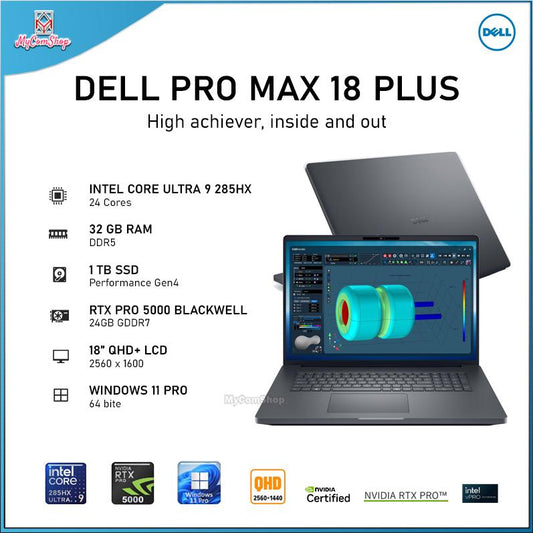 DELL PRO MAX 18 PLUS MB18250 ULTRA 9 285HX 32GB RAM 1TB SSD NVIDIA RTX PRO 5000 24GB 18-INCH QHD+