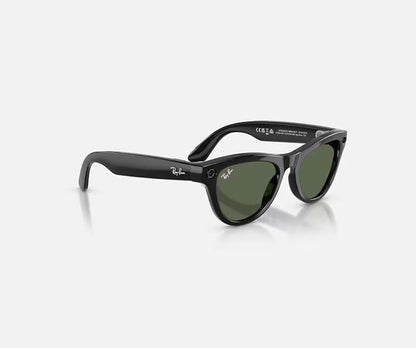 RAY-BAN META SKYLER AI SUNGLASSES GEN 2 STANDARD LENSES HIGH BRIDGE FIT WITH SHINY BLACK G-15 GREEN LENSES