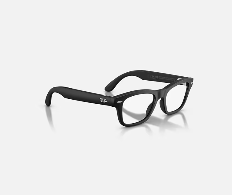 RAY-BAN META AUDIO BURBANK MATTE SOLID BLACK CLEAR BLUE-VIOLET LENS