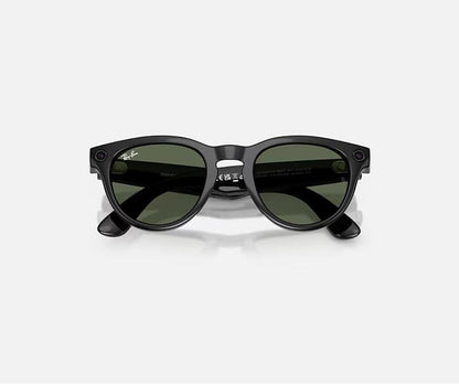 RAY-BAN META LOW BRIDGE FIT HEADLINER AI SUNGLASSES GEN 2 STANDARD SHINY BLACK WITH G-15 GREEN SOLID LENSES