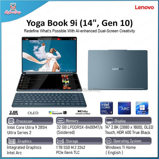 LENOVO YOGA BOOK 9I GEN 10 ULTRA 9 285H 32GB RAM 1TB SSD INTEL ARC 14" OLED 2,8K TOUCH WITH PEN