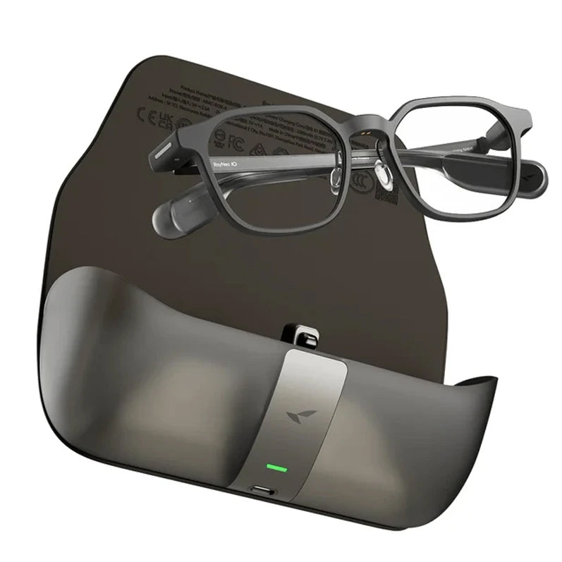 RAYNEO IO AI GLASSES 33-INCH INVISIBLE AI DISPLAY TELEPROMPTER WITH CHARGING CASE